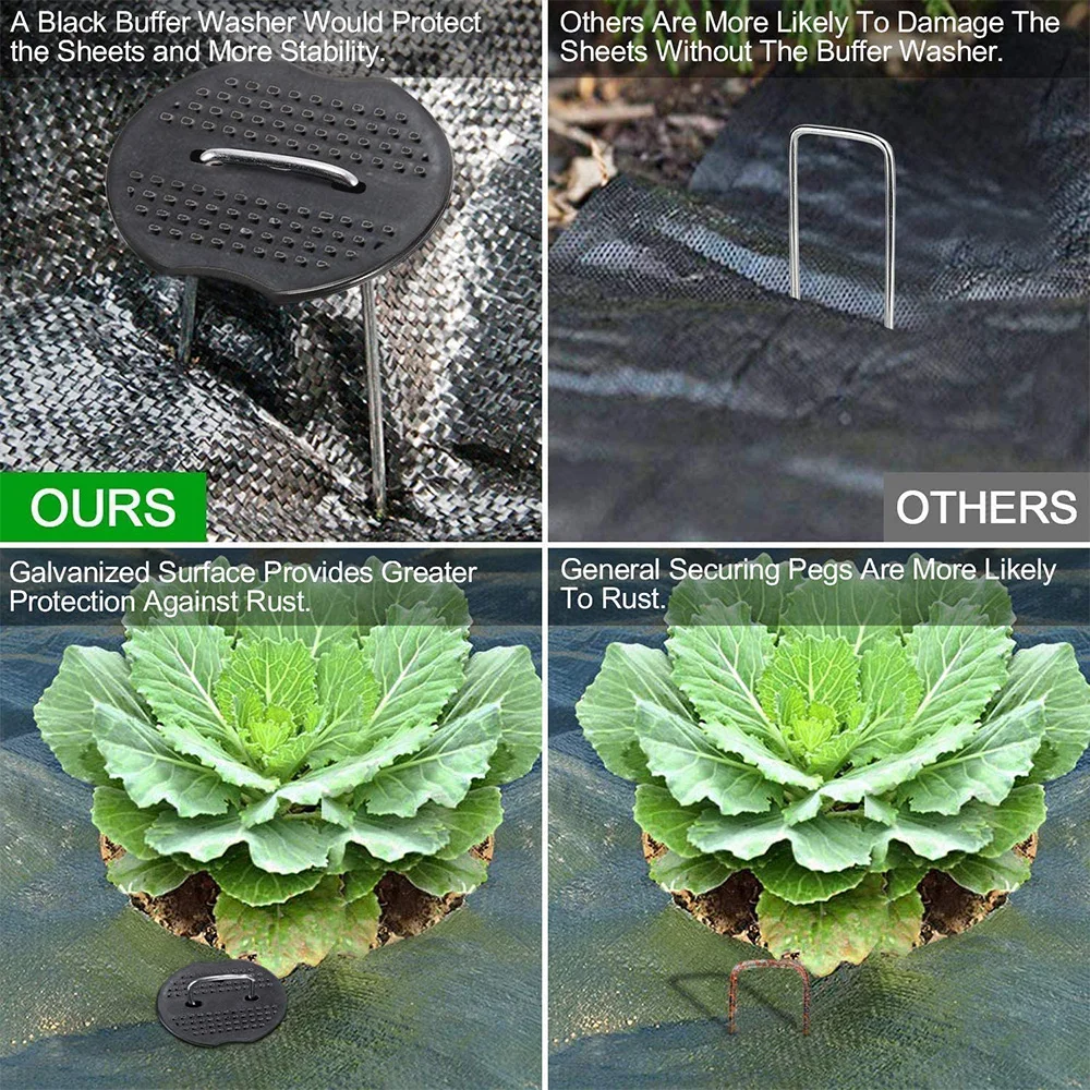 30/60/90pcs Garden Pegs Rust-resistant U Shaped Metal Pins Duty Spikes Ground Staple with Buffer Washers for Securing Plant Weed 30/60/90pcs Garden Pegs Rust-resistant U Shaped Metal Pins Duty Spikes Ground Staple with Buffer Washers for Securing Plant Weed