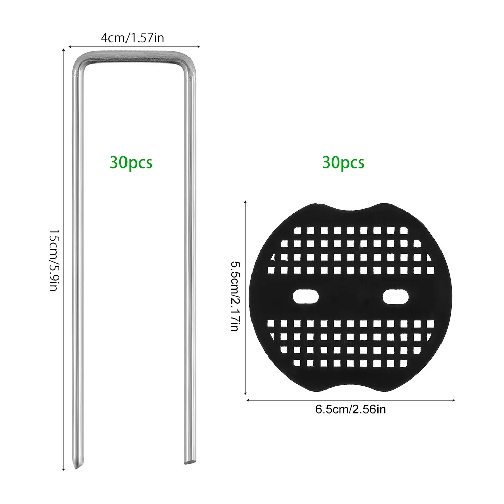 30/60/90pcs Garden Pegs Rust-resistant U Shaped Metal Pins Duty Spikes Ground Staple with Buffer Washers for Securing Plant Weed - Image 3