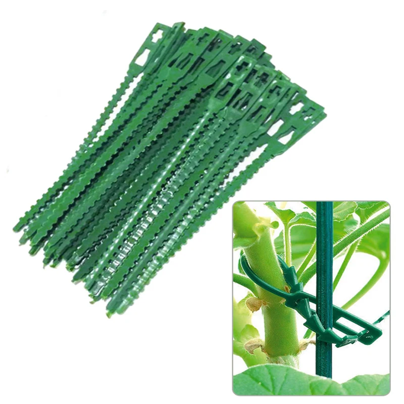 Alternative view of 30/50/100/200Pcs Reusable Garden Cable Ties Plant Support Shrubs Fastener Tree Locking Nylon Adjustable Plastic Cable Ties Tools
