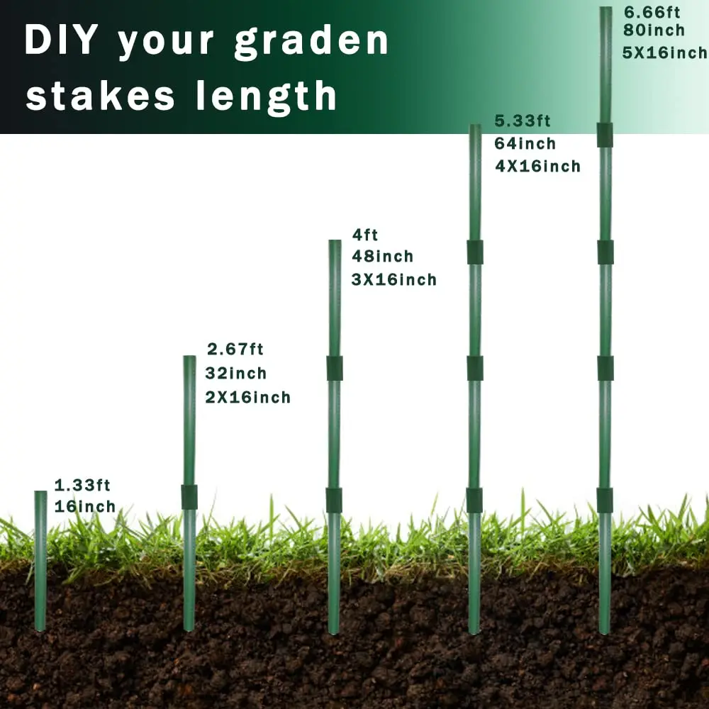 Alternative view of Garden Stakes Set for Plant Support, 15 Connectors, 15 Rotatable Clips, 5 A-Type Connecting Pipe, 30 m Twist Tie