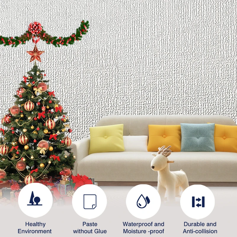 Alternative view of Linen Wallpaper Self-adhesive Waterproof Moisture-proof and Moldy Resistant 3D Wall Stickers Home Living Room Wall Decoration
