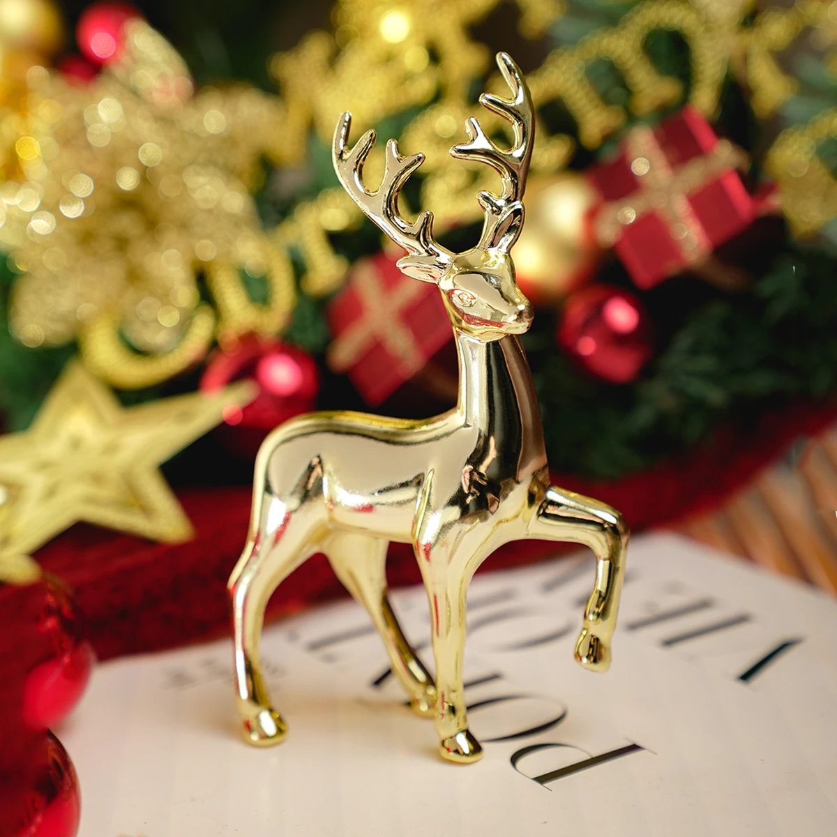Alternative view of Gold Deer Statue Reindeer Figurines Resin Elk Sculpture Living Room Luxury Home Decor Christmas Decoration Tabletop Ornaments