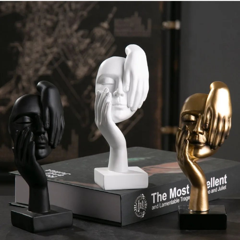 Alternative view of Resin Abstract Statue Desktop Ornaments Sculpture Figurines Face Character Nordic Light Luxury Art Crafts Office Home Decor