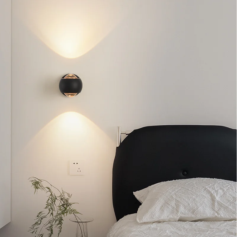 Alternative view of Indoor Home Decoration Sconce Light Metal Body Acrylic Lampshade Up Down Wall Lamp Modern Bedroom Reading Rotatable Spot Lustres