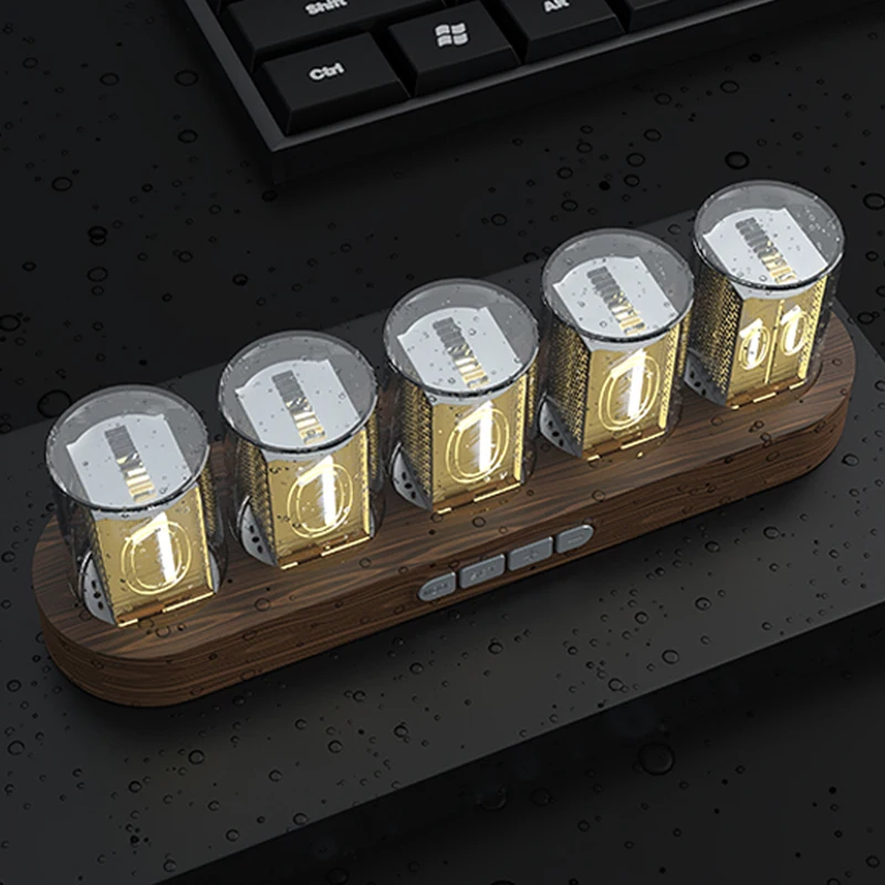 Digital Nixie Tube Clock with RGB LED Glows for Game Room Desktop Decoration. Luxury Box Packing for Gift Idea.
