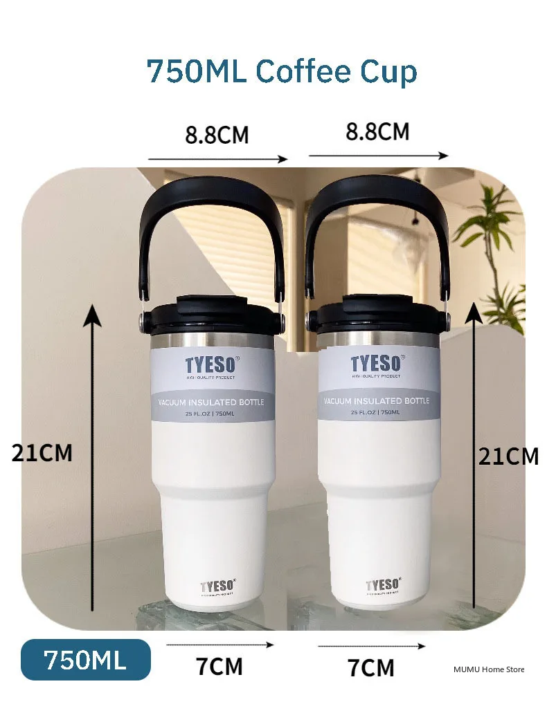 Tyeso Coffee Cup Thermos Bottle Stainless Steel Vacuum Thermal Insulated Mug Cold And Hot Travel Mug Vacuum Flask Water Bottle