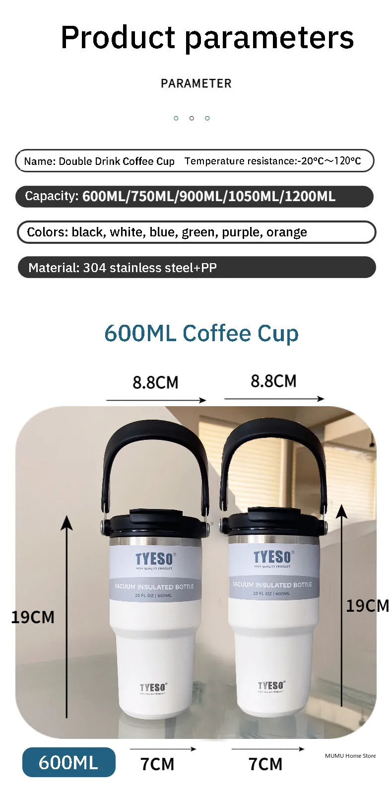 Tyeso Coffee Cup Thermos Bottle Stainless Steel Vacuum Thermal Insulated Mug Cold And Hot Travel Mug Vacuum Flask Water Bottle