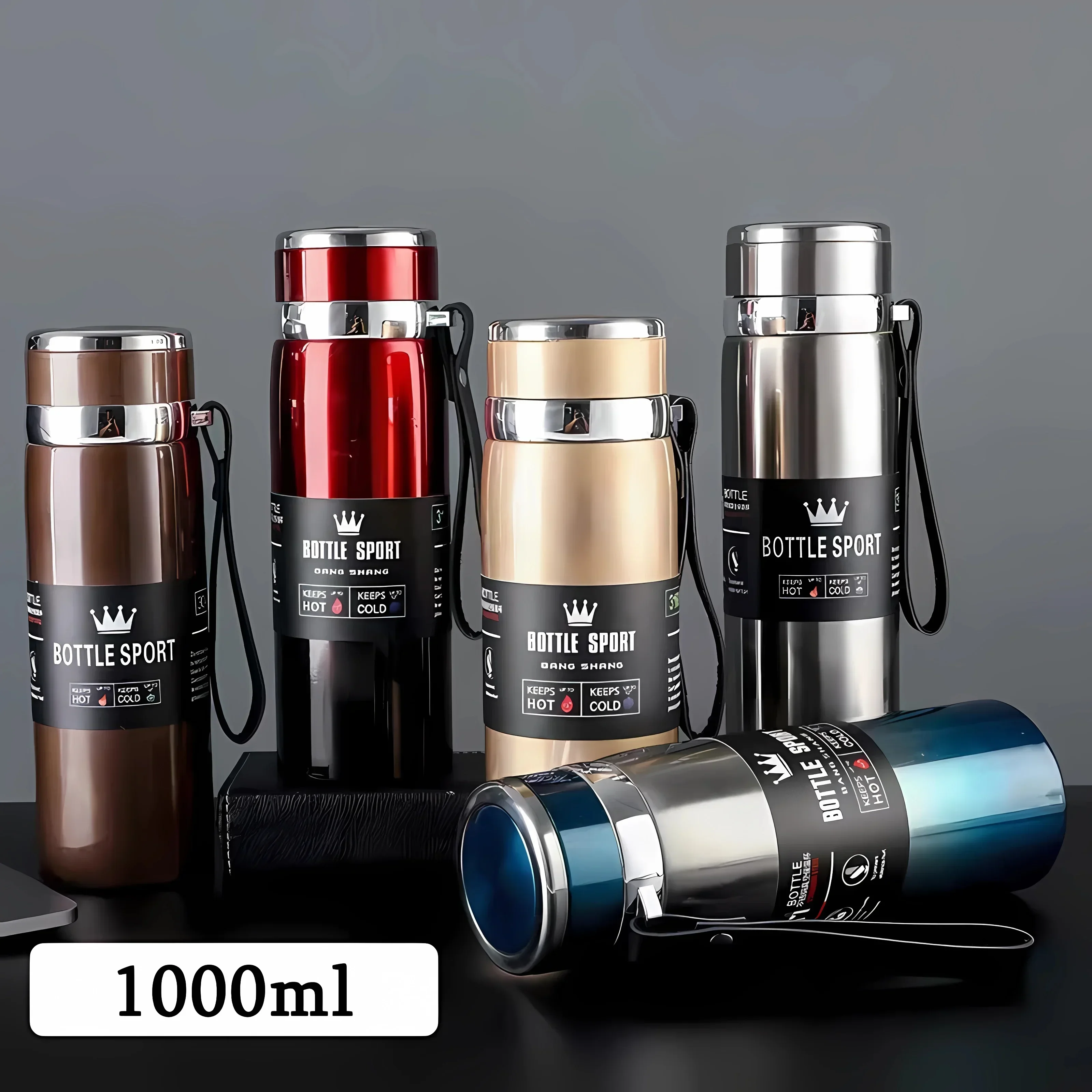 Alternative view of 1L Thermal Water Bottle Keep Cold and Hot Water Bottle Thermos for Water Tea Coffee Vacuum Flasks Stainless Steel Thermos Bottle