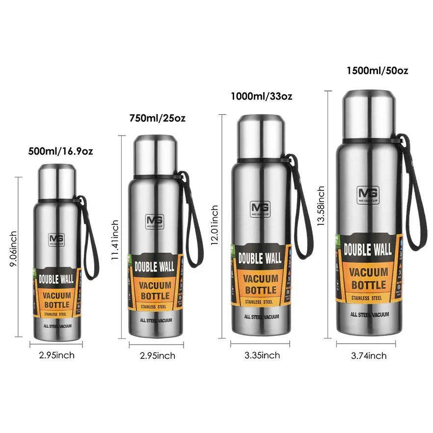 Alternative view of Premium Thermos Bottle 304 Stainless Steel Vacuum Flask Insulated Tumbler Cold and Hot Water Cup with Rope for Tea Coffee Drinks