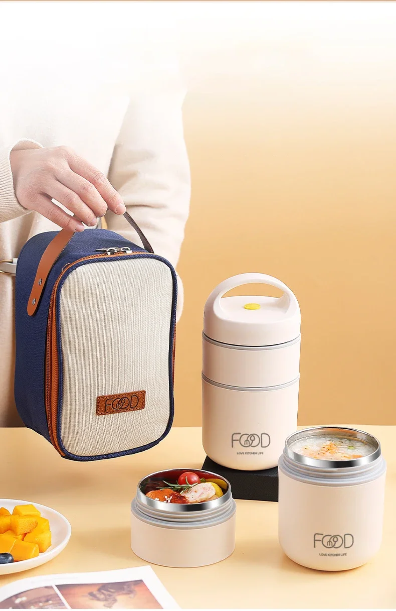 Vacuum Thermal Lunch Box Stainless Steel Insulated Lunch Bag Food Warmer Soup Cup Thermos Containers Lunch Box for Kids Tupper