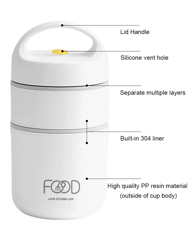 Vacuum Thermal Lunch Box Stainless Steel Insulated Lunch Bag Food Warmer Soup Cup Thermos Containers Lunch Box for Kids Tupper