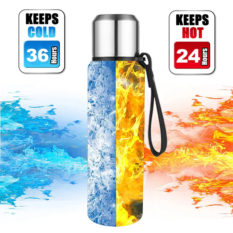 Alternative view of UPORS Large Capacity Stainless Steel Thermos Portable Vacuum Flask Insulated Tumbler with Rope Thermo Bottle 500/700/1000/1500ml