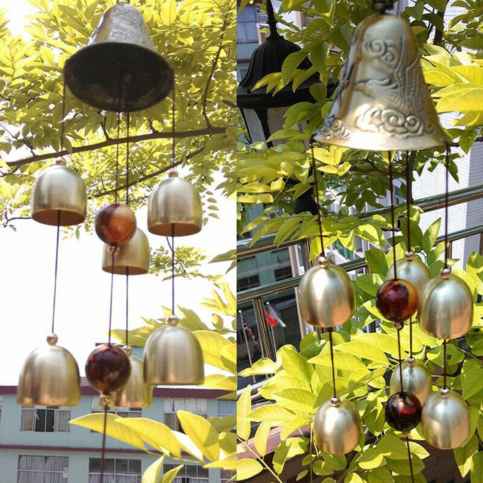 Alternative view of 6 Copper Bells Outdoor Metal Wind Chimes Yard Garden Hanging Ornament Decor
