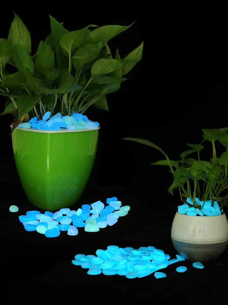 500Pcs Glow In The Dark Garden Pebbles Stones Rocks For Yard And Walkways Decor Fairy Garden DIY Decorative Luminous Stones
