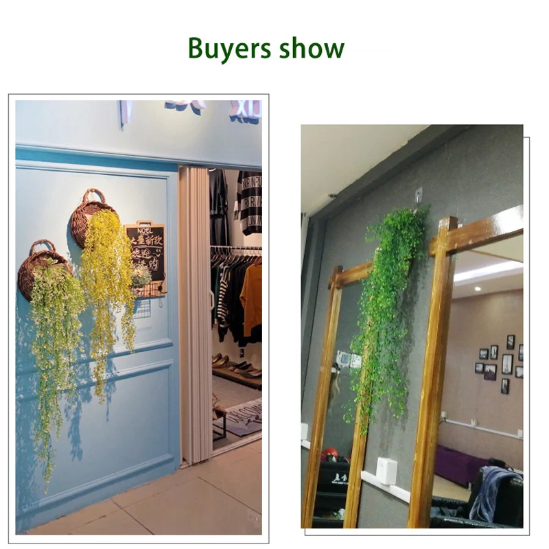 75cm 5 Forks Artificial Vine Fake Plants Rattan Wall Hanging Leaves Plastic Golden Bell Willow Branch For Home Garden Room Decor
