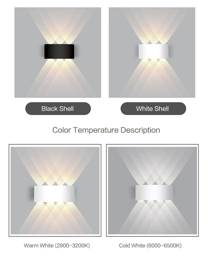 Aluminum LED Wall Lamp Waterproof IP65 Outdoor Garden Lights 8W 12W Interior Wall Light for Bedroom Living Room Stairs Lighting