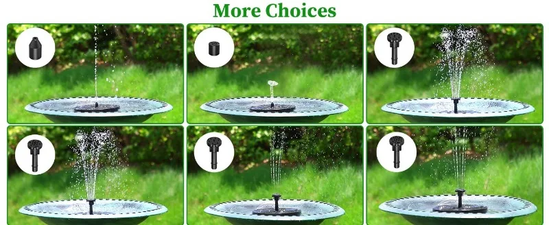 1W/1.5W/2.5W Outdoor Solar Fountain Suitable for Garden Pond Solar Fountain Pump Kit with 6 Nozzles for Garden Decoration