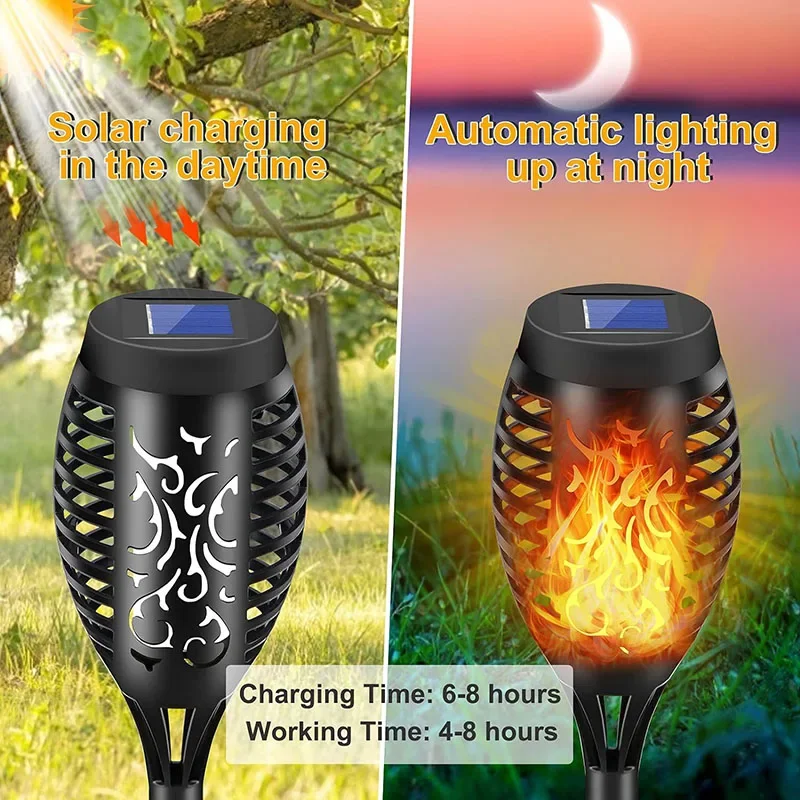 Alternative view of 4/2/1Pcs Solar Flame Lights Torch Flickering Light Waterproof Garden Decoration Outdoor Lawn Tiki Led Path Yard Patio Floor Lamp