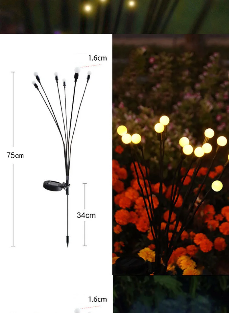 Three Headed Firefly Solar Outdoor Waterproof Firefly Lamp Courtyard Garden Layout Atmosphere Decoration Creative Outdoor Lawn