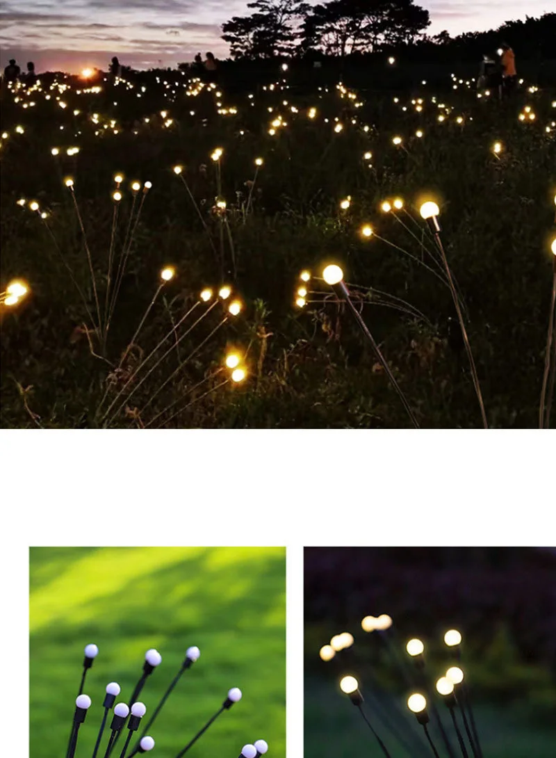 Three Headed Firefly Solar Outdoor Waterproof Firefly Lamp Courtyard Garden Layout Atmosphere Decoration Creative Outdoor Lawn