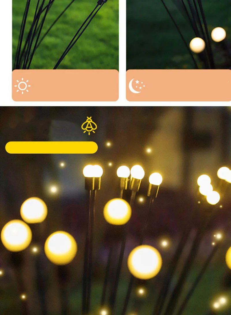 Three Headed Firefly Solar Outdoor Waterproof Firefly Lamp Courtyard Garden Layout Atmosphere Decoration Creative Outdoor Lawn