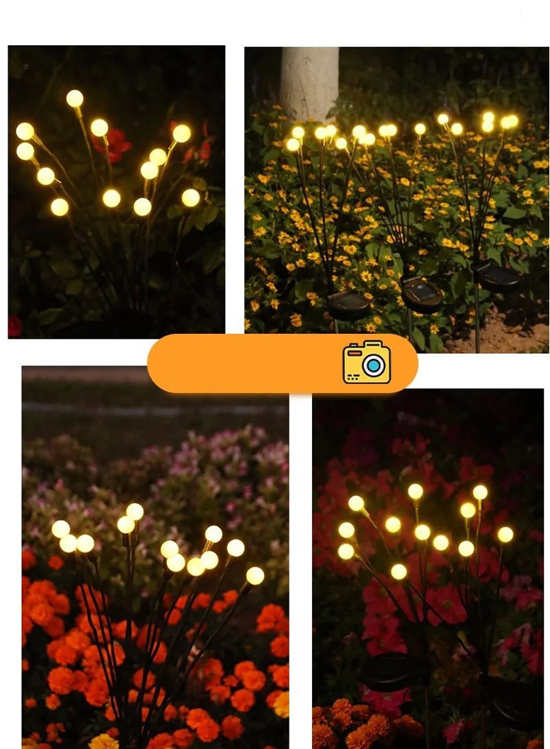 Three Headed Firefly Solar Outdoor Waterproof Firefly Lamp Courtyard Garden Layout Atmosphere Decoration Creative Outdoor Lawn