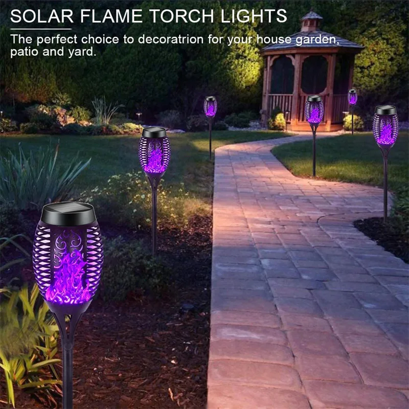1/2/4PCS Solar Flame Lights Outdoor Waterproof Flame Flickering Lamp LED Garden Decoration Lighting Torch Auto On/Off Path Light