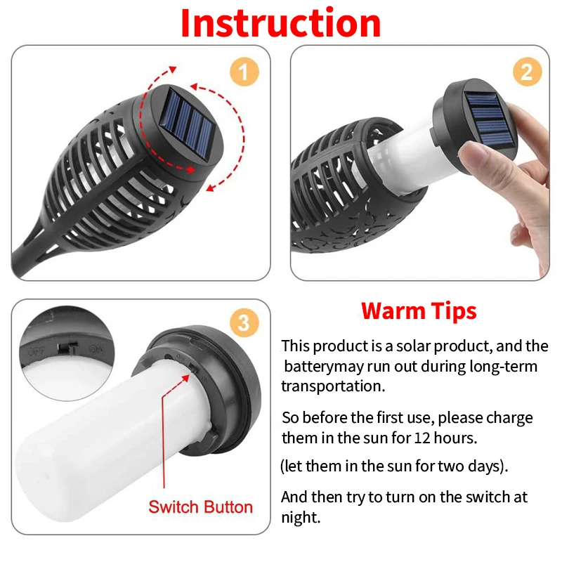 1/2/4PCS Solar Flame Lights Outdoor Waterproof Flame Flickering Lamp LED Garden Decoration Lighting Torch Auto On/Off Path Light
