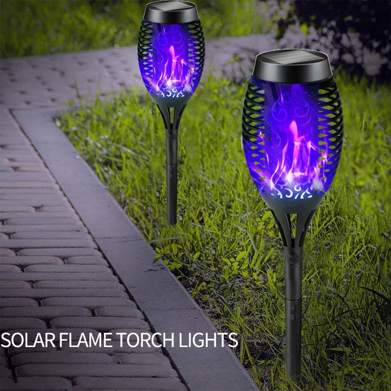 1/2/4PCS Solar Flame Lights Outdoor Waterproof Flame Flickering Lamp LED Garden Decoration Lighting Torch Auto On/Off Path Light