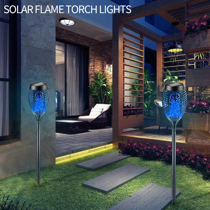 1/2/4PCS Solar Flame Lights Outdoor Waterproof Flame Flickering Lamp LED Garden Decoration Lighting Torch Auto On/Off Path Light
