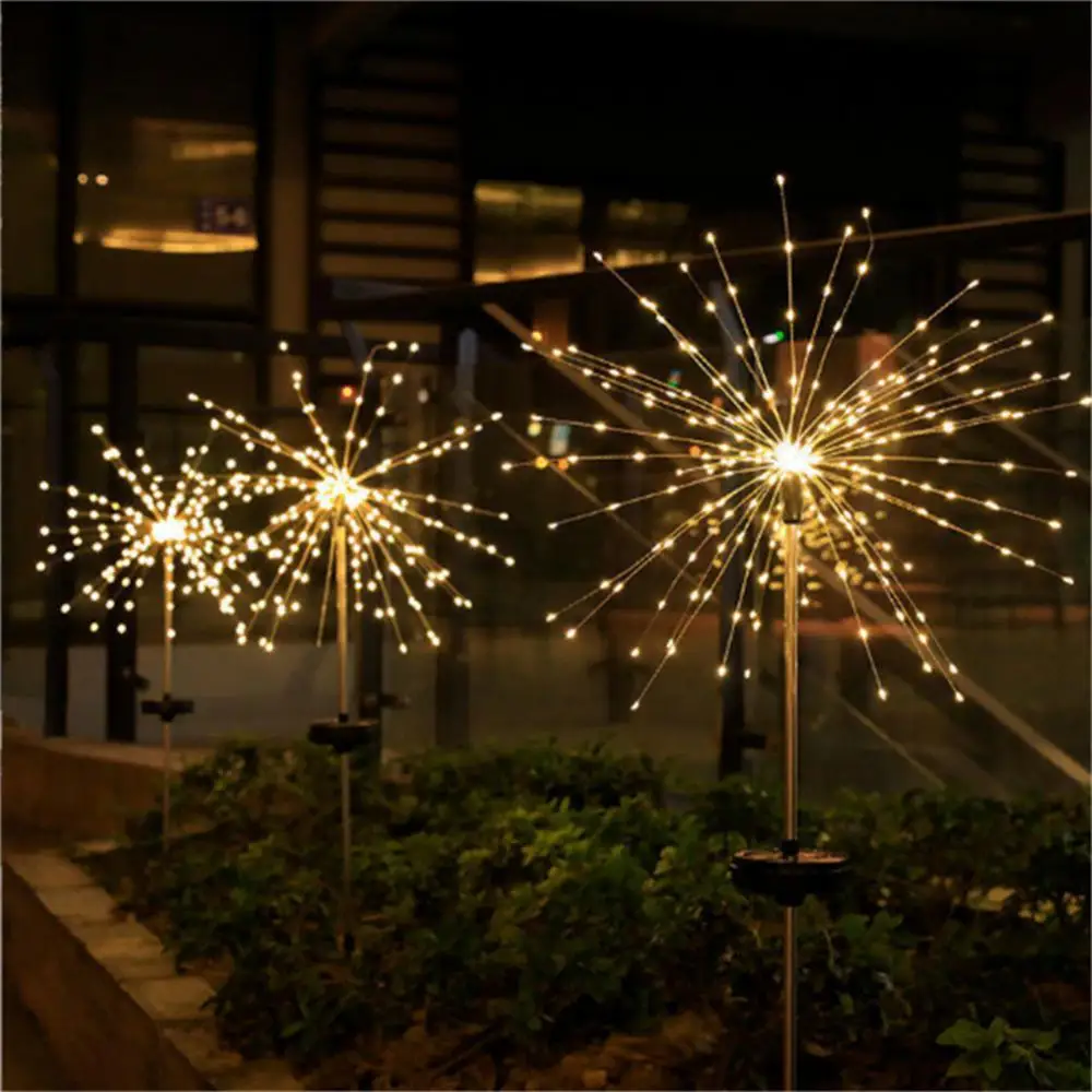 Alternative view of 90 LED Solar Power Firework Lights Garden Decoration Fairy Lights Waterproof Outdoor Dandelion Lawn Lamp for Patio Garden Decor