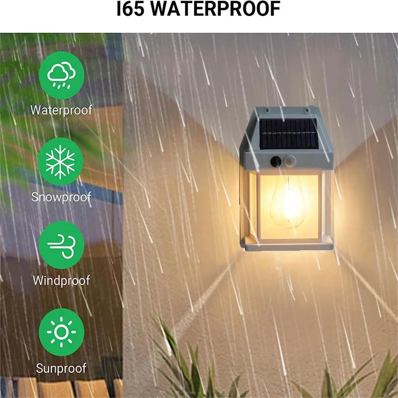 Alternative view of Solar Wall Lights Outdoor Tungsten Waterproof Wireless Motion Sensor Security Lamps Dusk to Dawn Lighting for Garden 1~8PCS