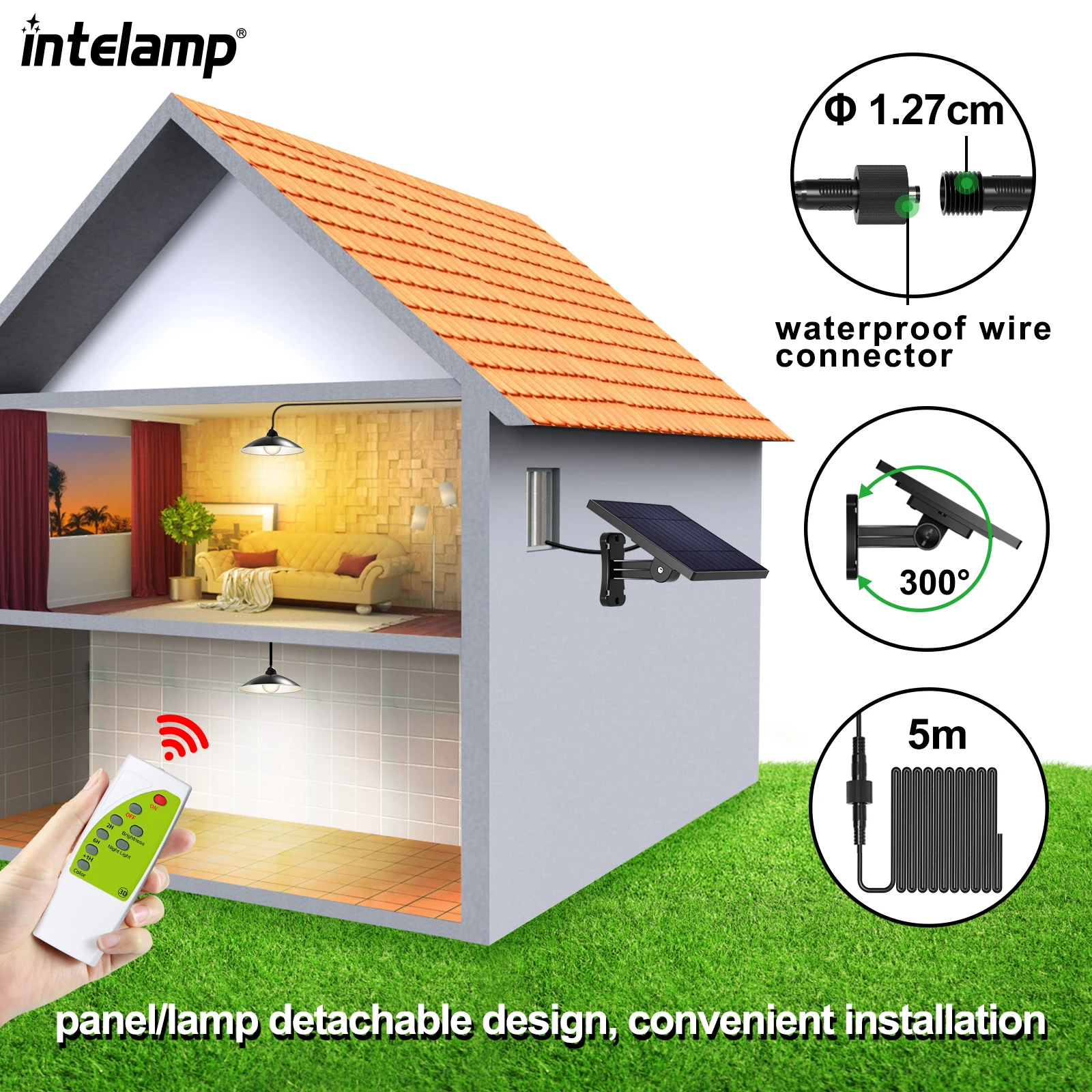 Alternative view of Garden PatioSolar Pendant Lights Super Bright Chandelier IP65 Waterproof Solar Lamp with A Remote Control solar lights outdoor