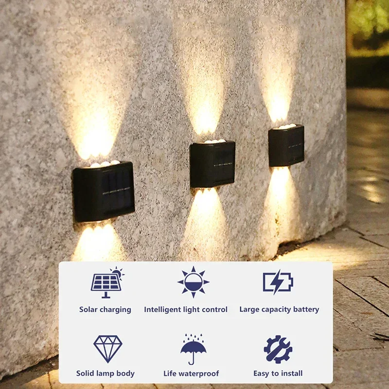 Alternative view of Solar Wall Lamp Outdoor Waterproof Solar Powered Light UP and Down Illuminate Home Garden Yard Decoration Outside Sunlights