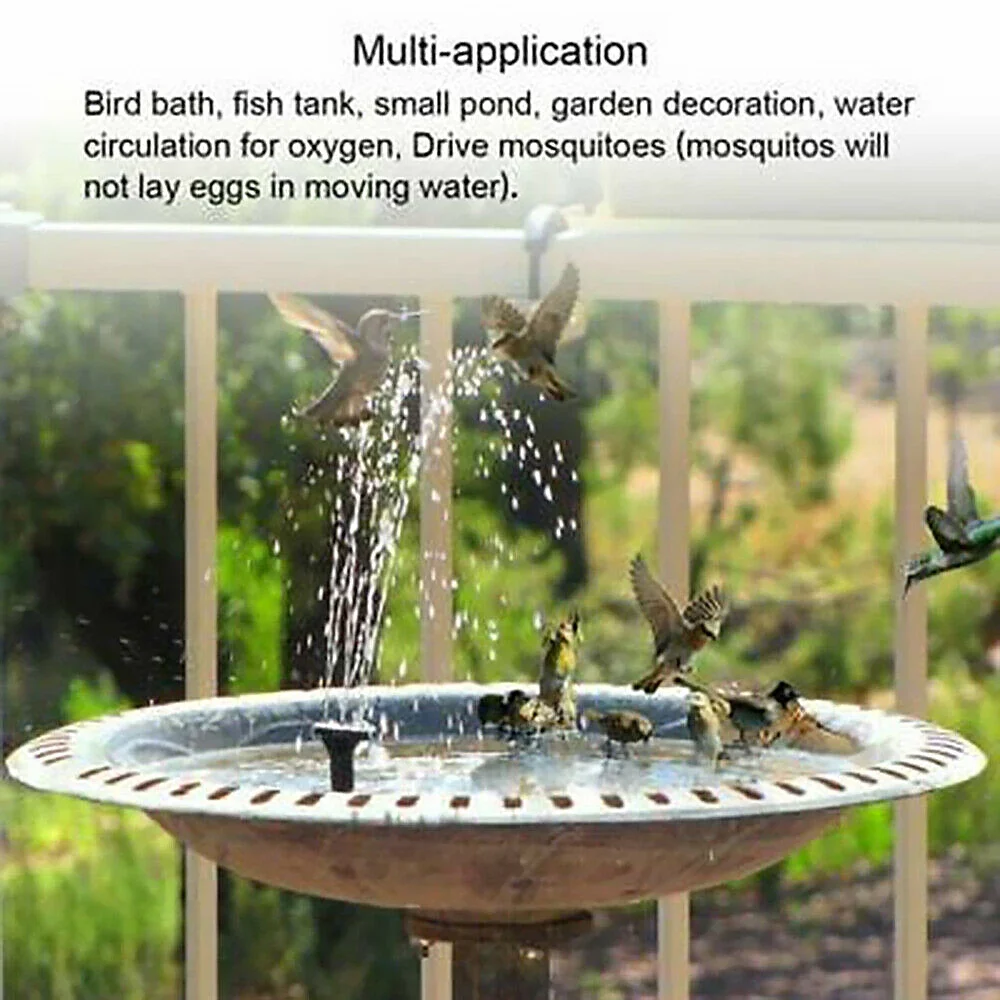 Alternative view of Solar Fountain Pump Floating Solar Panel Bird Baths Water Fountain with 4 Nozzles For Garden Outdoor Water Pool Pond Decor