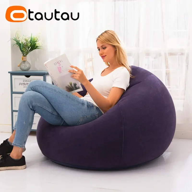 OTAUTAU Inflatable Sofa Outdoor Portable Camping Couch Folding Garden Chair Comfy Lazy Pouf Sac Space Saving Furniture SF028