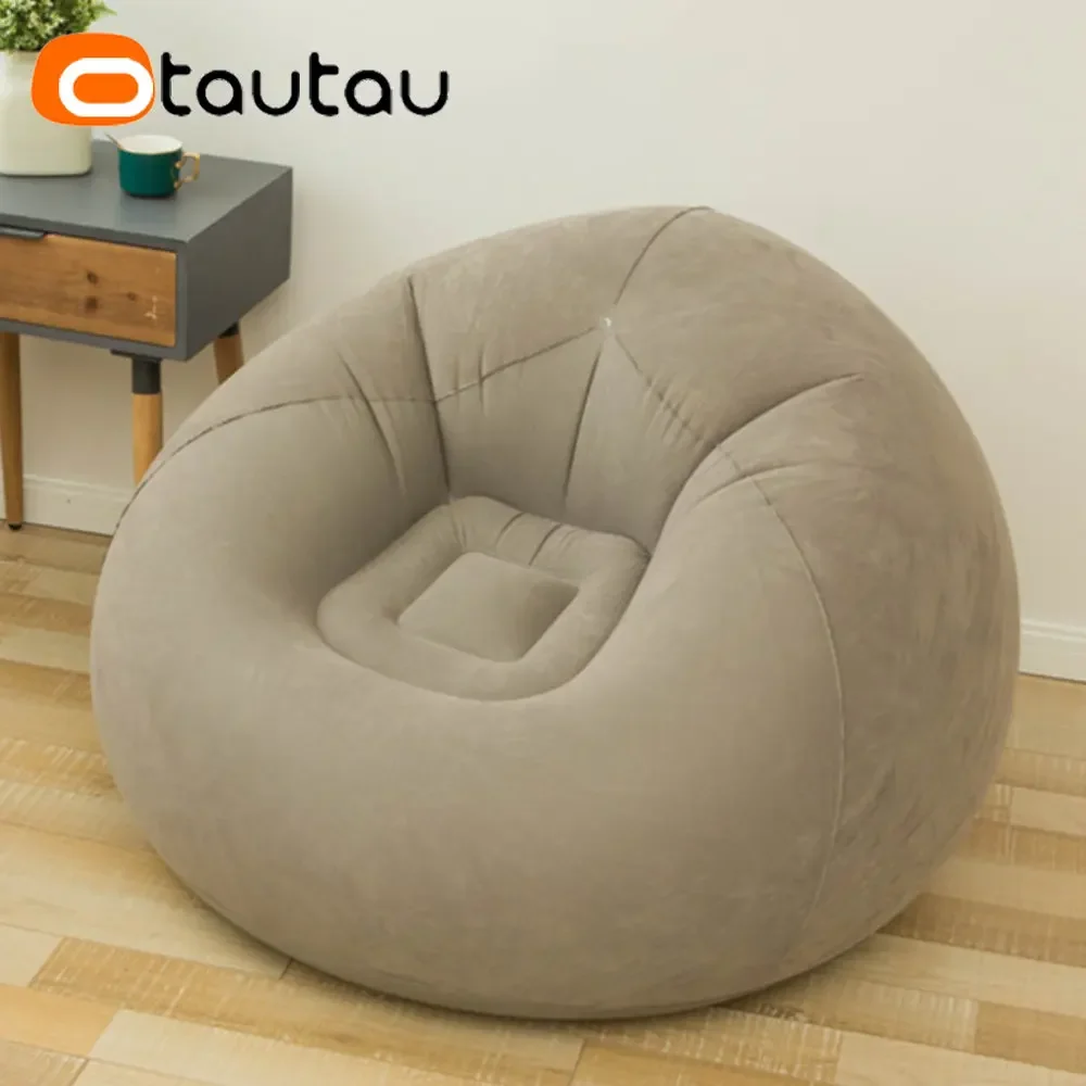 OTAUTAU Inflatable Sofa Outdoor Portable Camping Couch Folding Garden Chair Comfy Lazy Pouf Sac Space Saving Furniture SF028