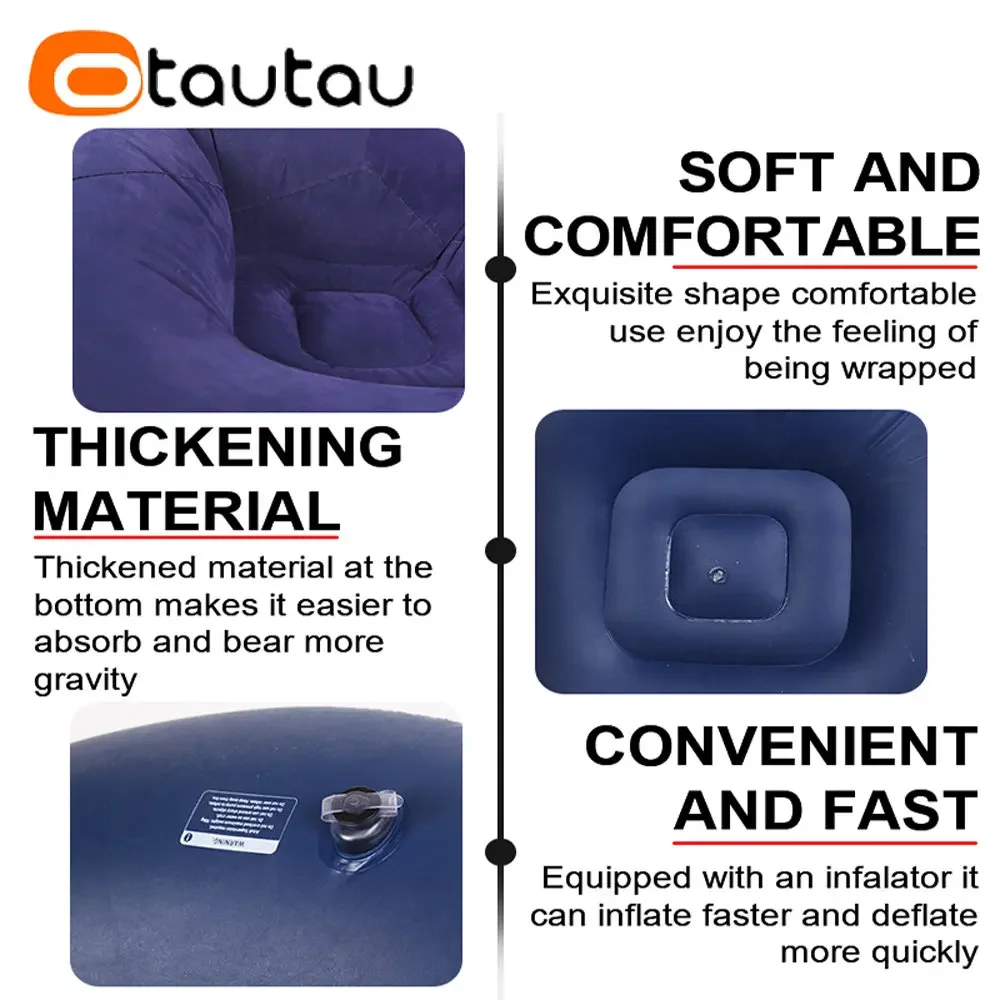 OTAUTAU Inflatable Sofa Outdoor Portable Camping Couch Folding Garden Chair Comfy Lazy Pouf Sac Space Saving Furniture SF028