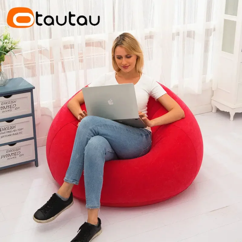 OTAUTAU Inflatable Sofa Outdoor Portable Camping Couch Folding Garden Chair Comfy Lazy Pouf Sac Space Saving Furniture SF028