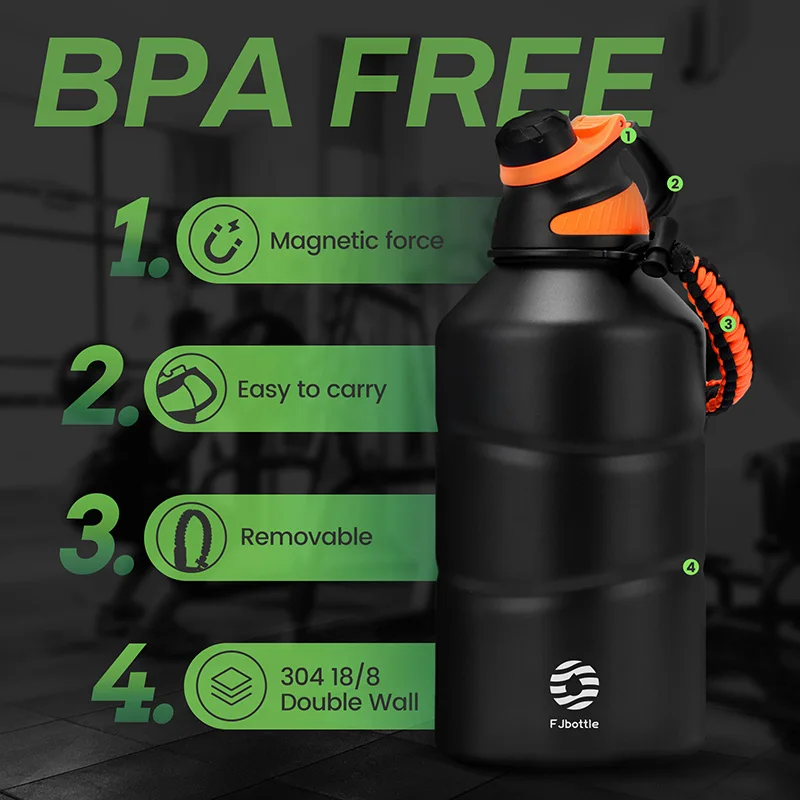 Alternative view of FEIJIAN Thermos Bottle 1.9L Large Capacity Stainless Steel Thermal Water Bottle Cold and Hot Vacuum Flask With rope Gym