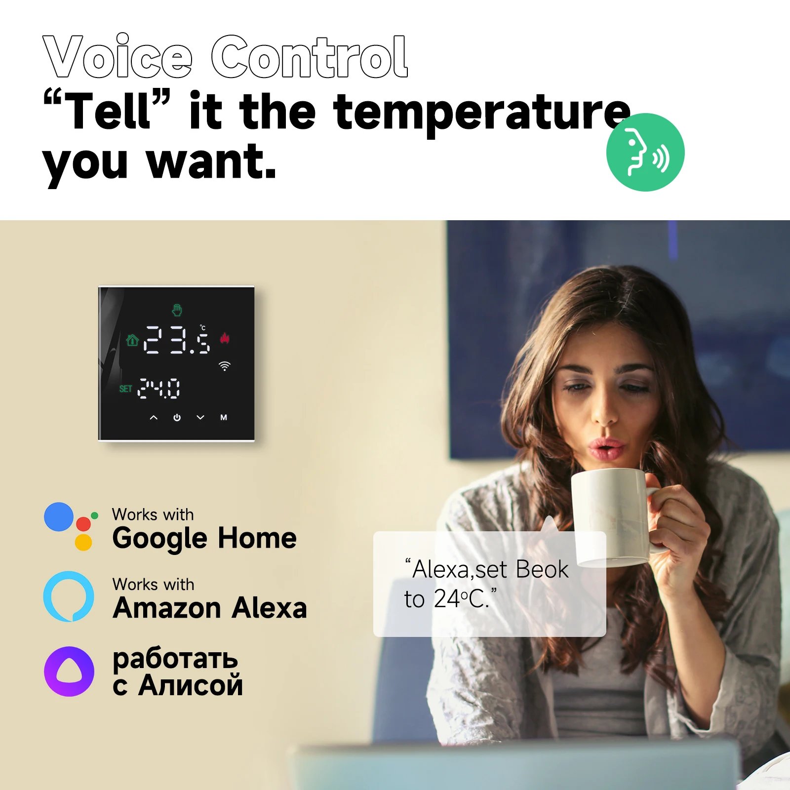 Alternative view of Beok Tuya Smart Home Thermoregulator WIFI Warm Floor Thermostat for Electric Heating Temperature Controller Gas Boiler Yandex