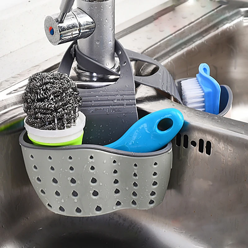 Alternative view of Kitchen Storage Drain Basket Soap Sponge Holder Kitchen Sink Holder Adjustable Sponge Shelf Hanging Drain Basket Kitchen Tools