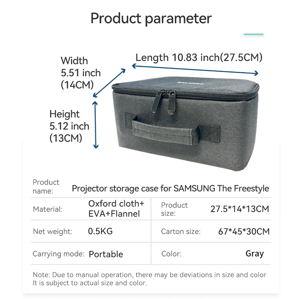 Salange HY300 HY320 Storage Case Travel Carry Projector Bag for Samsung Freestyle Zipper Protector Carrying Bags Home Storage