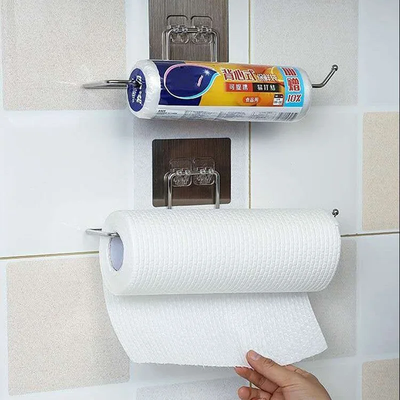 Alternative view of 1/2pcs Kitchen Toilet Paper Holder Tissue Holder Hanging Bathroom Toilet Paper Holder Roll Paper Holder Towel Rack Storage Rack