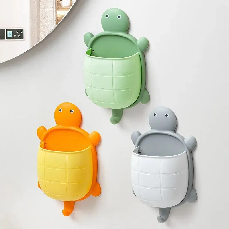 Alternative view of 1pc Cute Turtle Design Storage Rack Toothbrush Holder Creative Cartoon Bathroom Storage Organizer Toothbrush Storage Rack