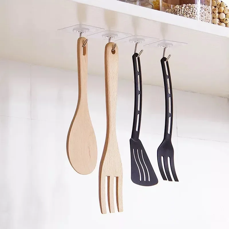 Alternative view of Strong Self Adhesive Wall Hooks Hangers Key Holder Towel Holder Bathroom Organizer Rack Kitchen Transparent Adhesive Wall Hooks