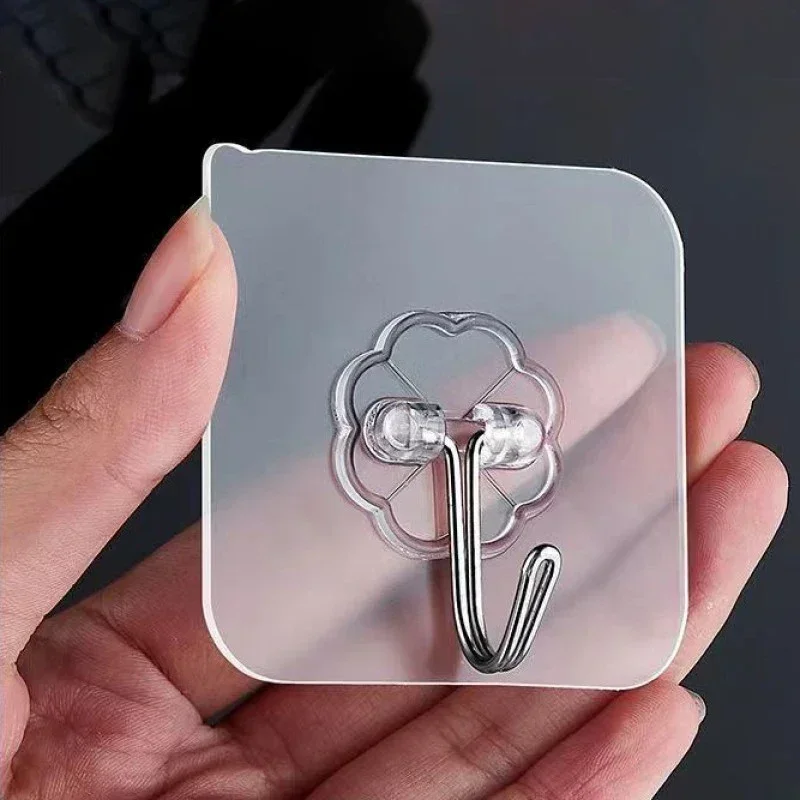 Strong Self Adhesive Wall Hooks Hangers Key Holder Towel Holder Bathroom Organizer Rack Kitchen Transparent Adhesive Wall Hooks
