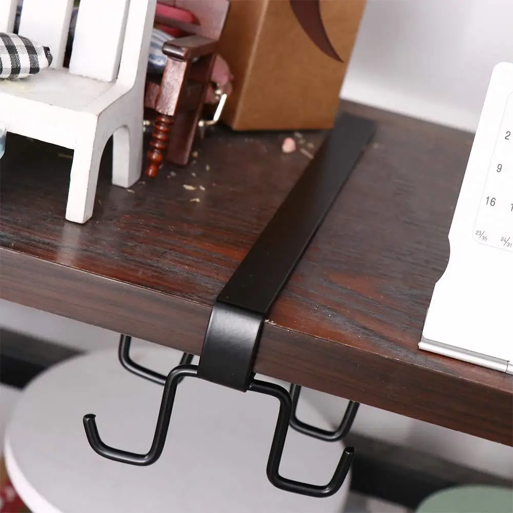 Alternative view of Double-row Hooks Hanging Cup Holder Multifunctional Household Punch-free Wall Bathroom Kitchen Cabinet Storage Rack