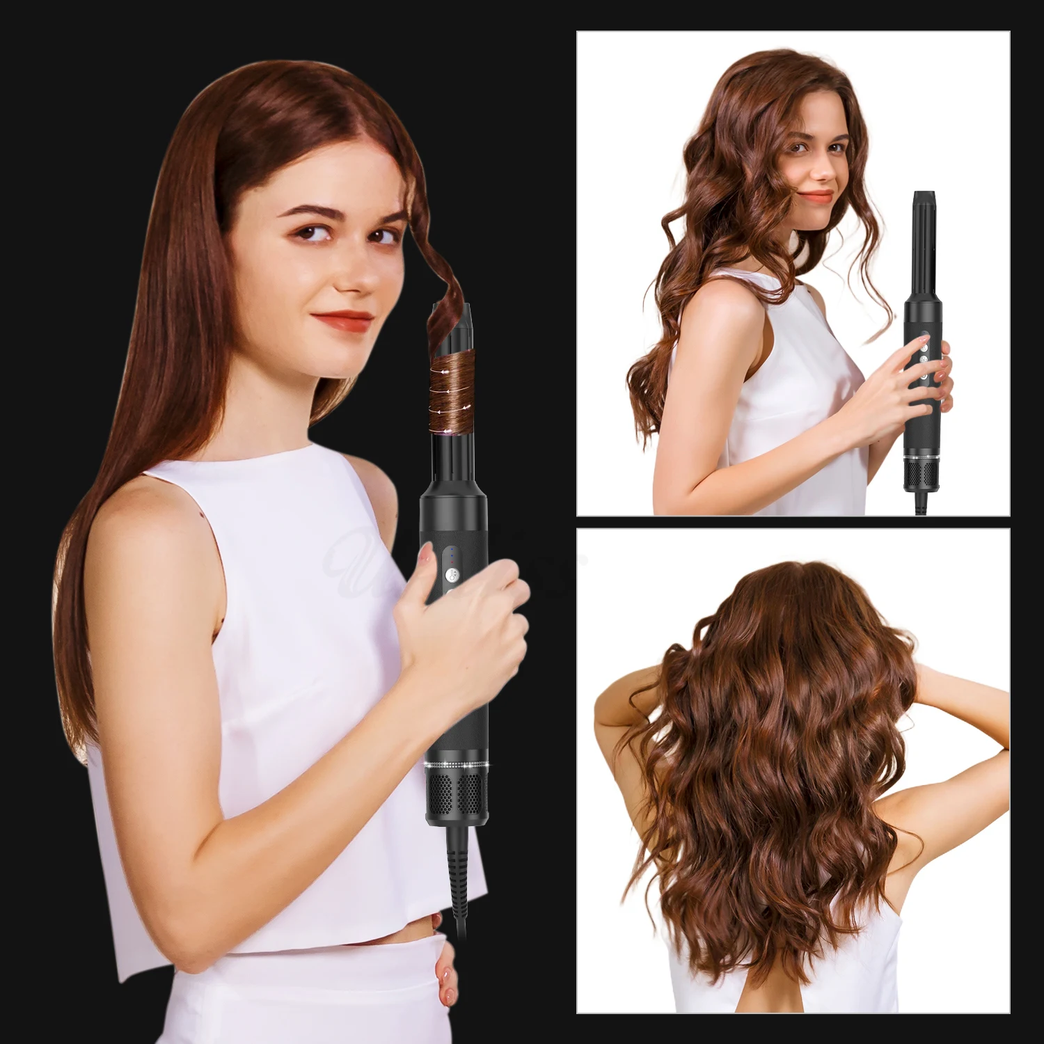 Alternative view of 1400W Hair Dryer 7 in 1 Professional Hair Straightener Auto Curling Hair Curler Hair Style Set Women Wife Girlfriend Gift