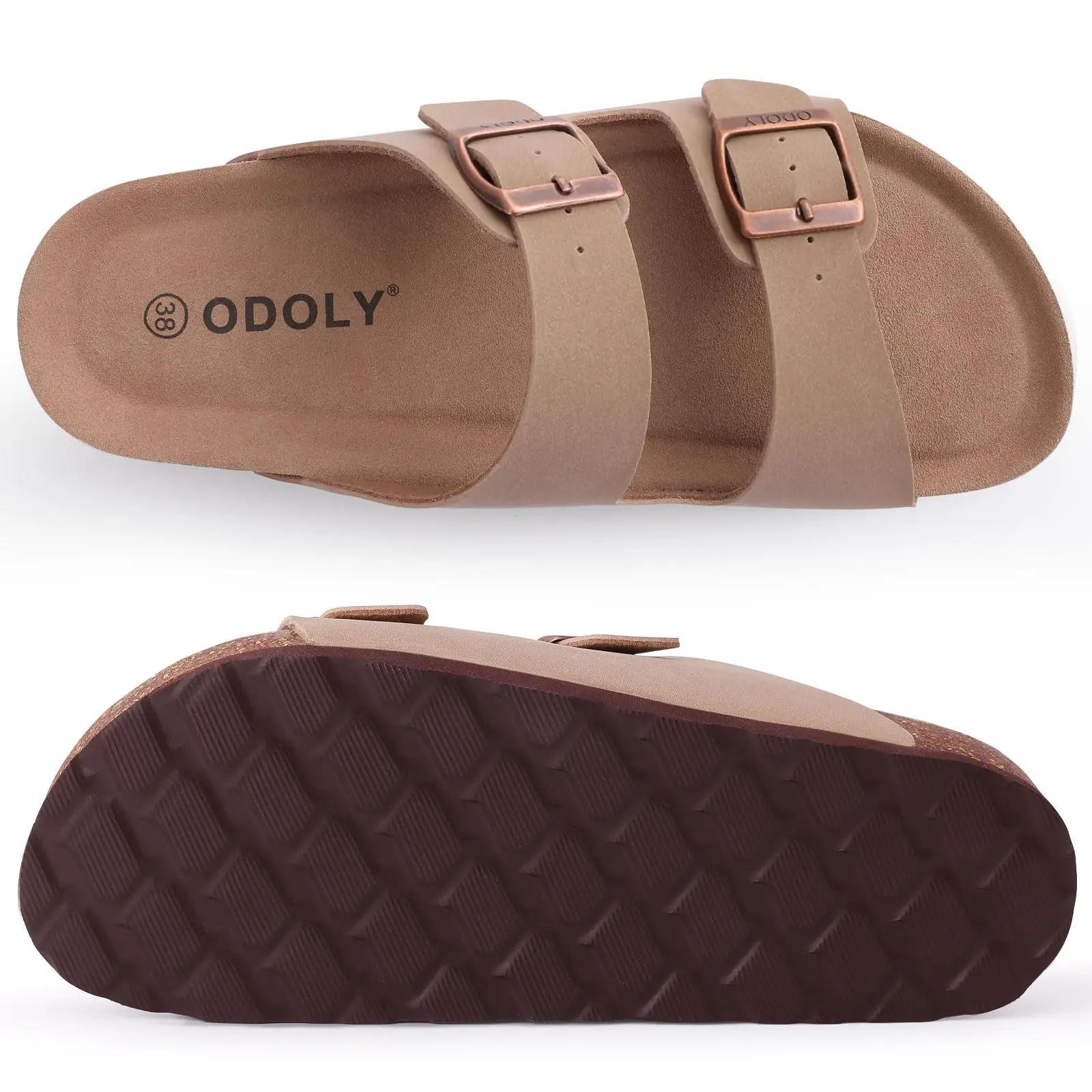 Alternative view of Litfun Women's Cork Footbed Slide Sandals Classic Summer Beach Slippers For Men Slip-on Cork Sandals With Adjustable Buckle 2024